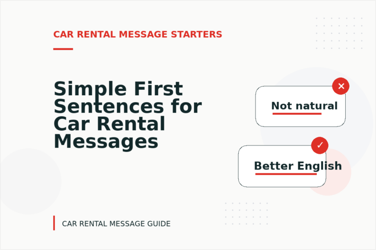 Simple First Sentences for Car Rental Messages Simple First Sentences for Car Rental Messages
