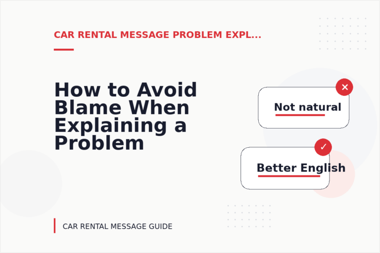 How to Avoid Blame When Explaining a Problem in Car Rental Message English